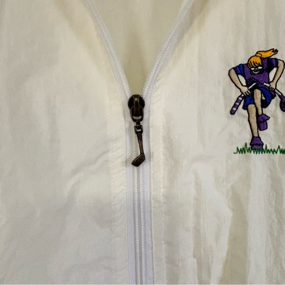 Vintage DAVID SMITH Women’s White Embroidered Golf Hoodie Backpack Details Sz S - Picture 3 of 10